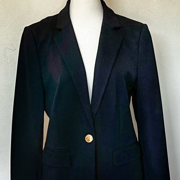 NWT ANN TAYLOR Notched One Button Blazer - Deep Navy  |10P - Picture 2 of 15